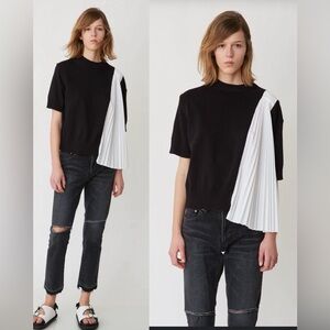 BIRDS Knit x Pleated Shirt Top MODERN Contemporary Abstract Avant-garde,sizeM/L